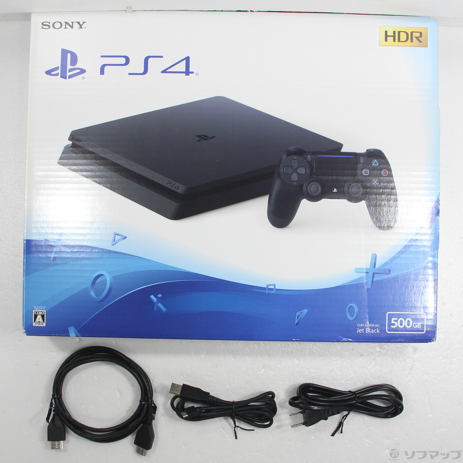 中古品〕 PlayStation 4 ジェット・ブラック 500GB CUH-2200AB01｜の 