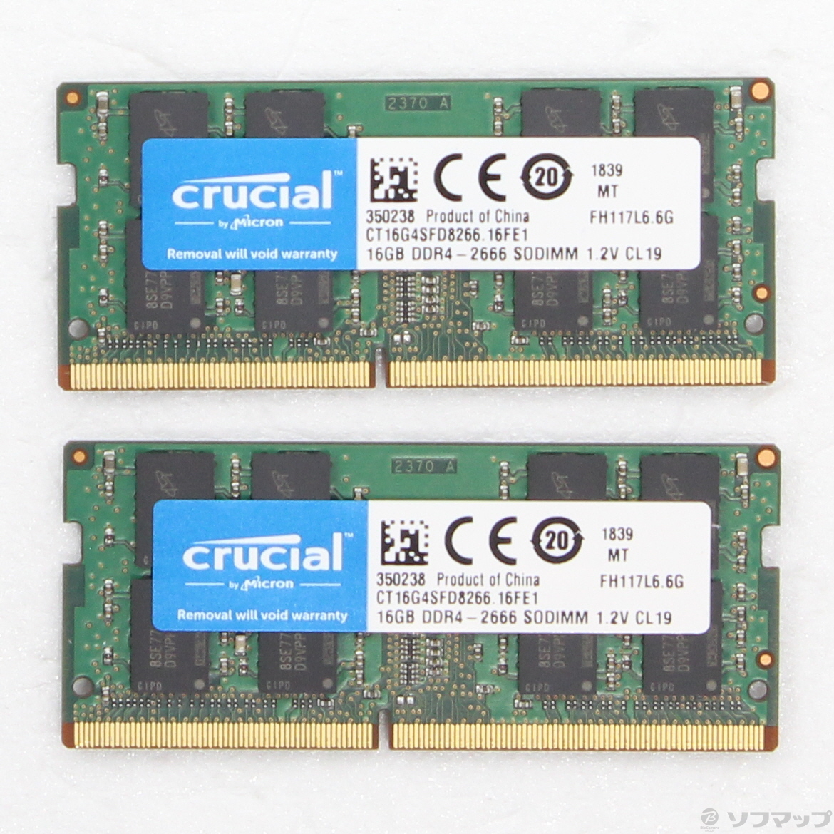 中古】Crucial 32GB Kit (2×16GB) DDR4-2666 SODIMM CT2K16G4SFD8266  [2133055468407] - リコレ！|ビックカメラグループ ソフマップの中古通販サイト