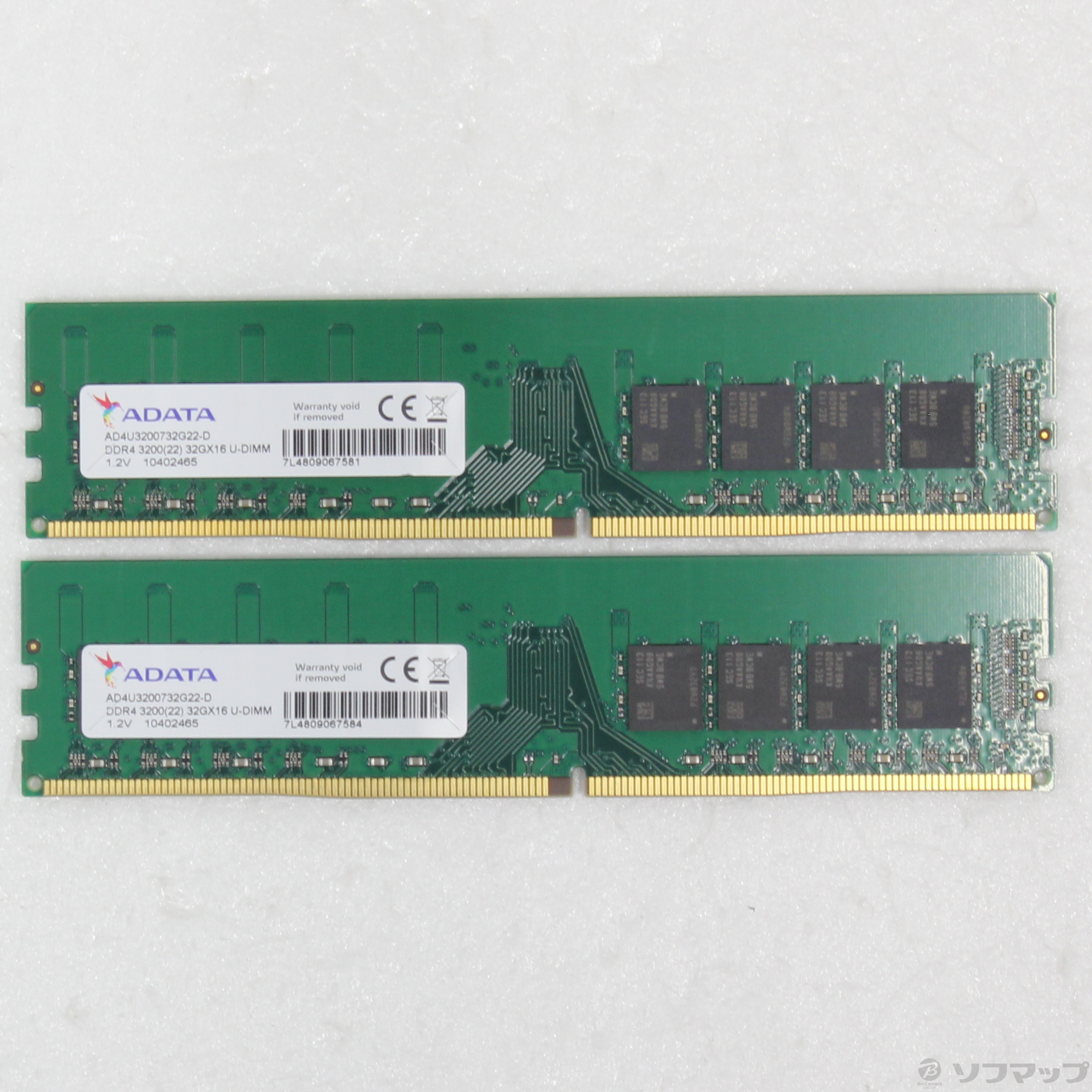 美品◆ADATA　64GB 32GB×2 AD4U3200732G22-D高品質 中古】AD4U3200732G22-D 64GB 32GB×2枚組 [2133055600845] - リコレ