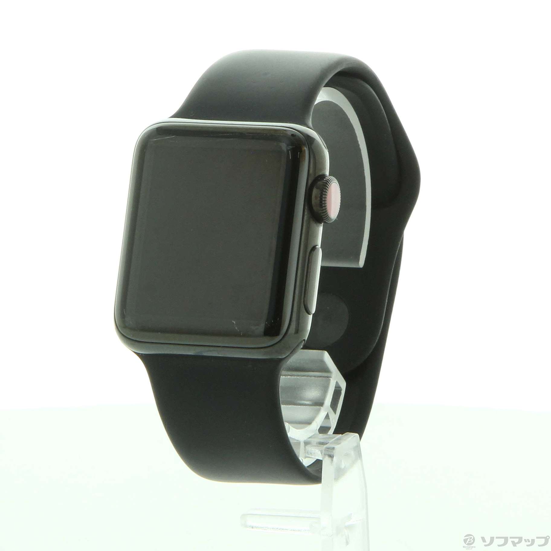 Apple Watch Series 3 GPS + Cellular 38mm スペースブラックステンレススチールケース ブラックスポーツバンド