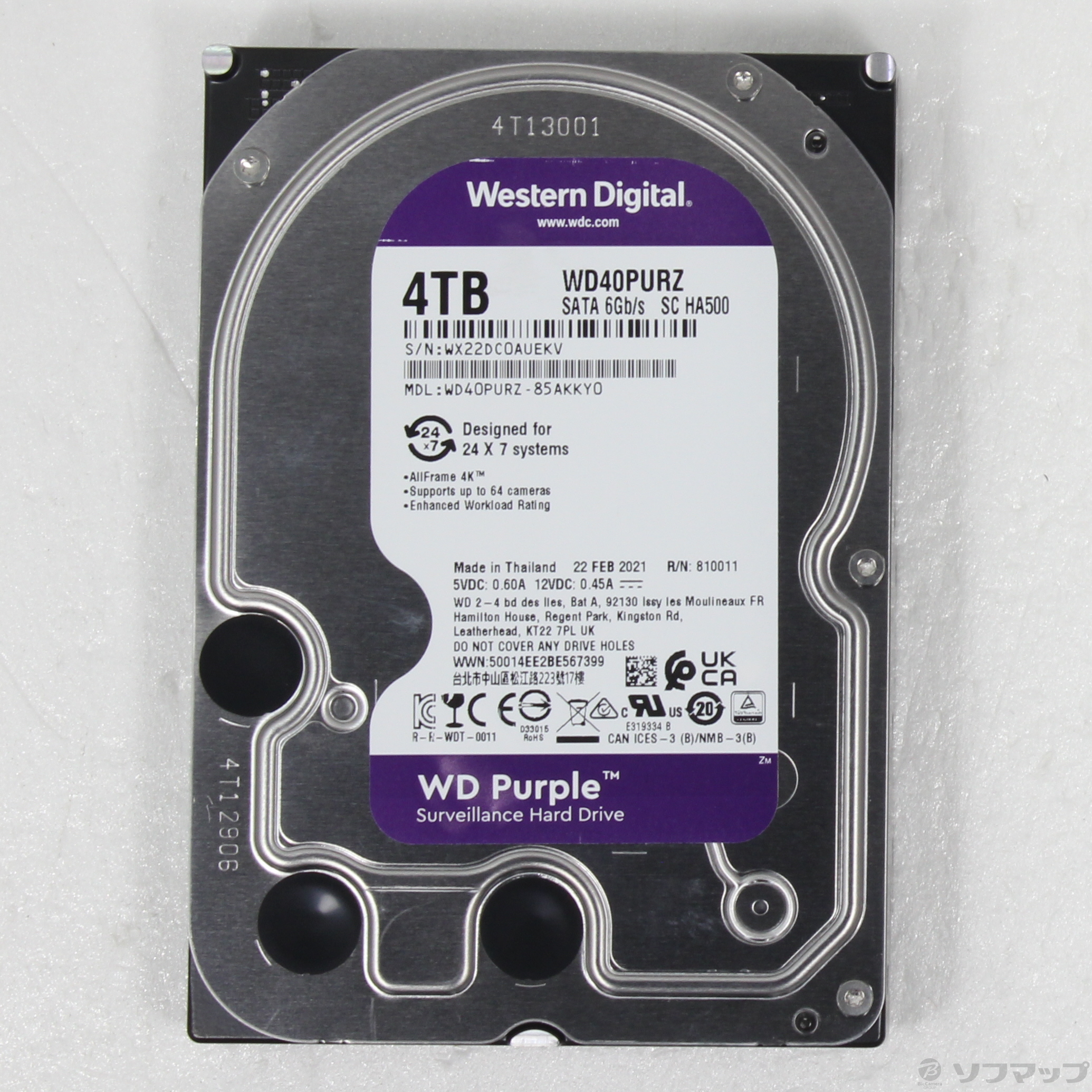 中古】WD Purple Surveillance Hard Drive WD40PURZ [2133055806490