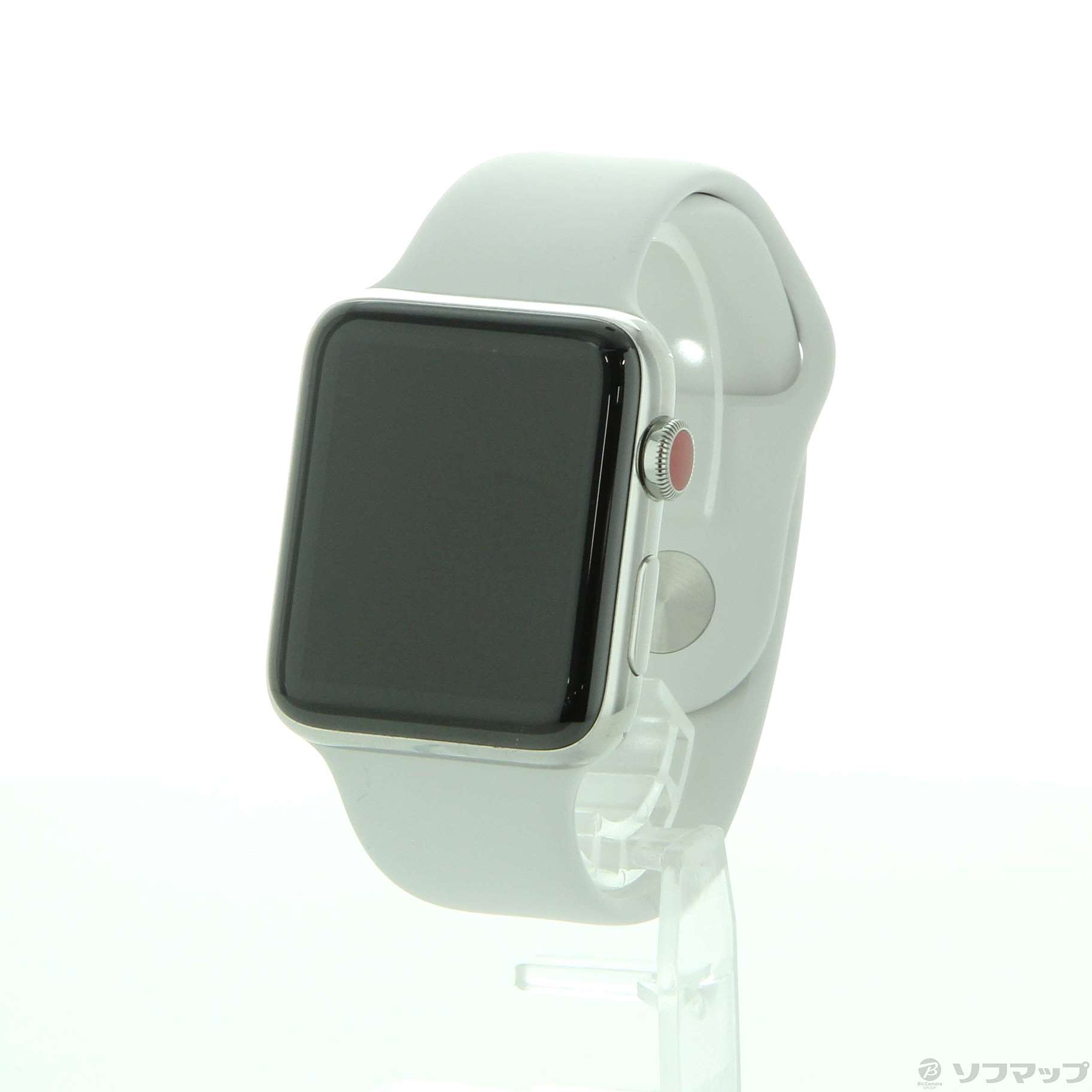 Apple Watch Series 3 GPS + Cellular 42mm ステンレススチールケース ソフトホワイトスポーツバンド