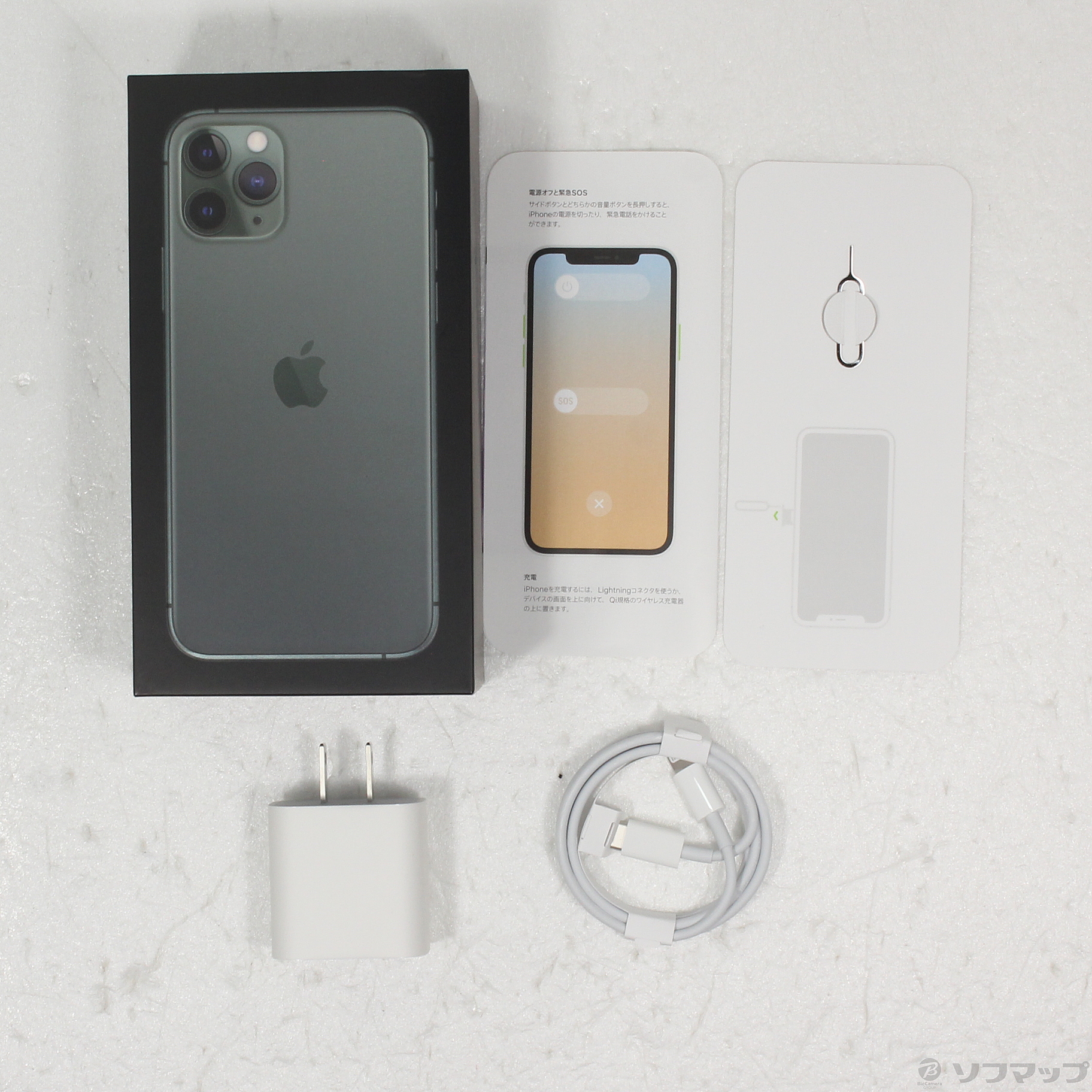 中古】iPhone11 Pro 64GB ミッドナイトグリーン MWC62J／A SIMフリー 