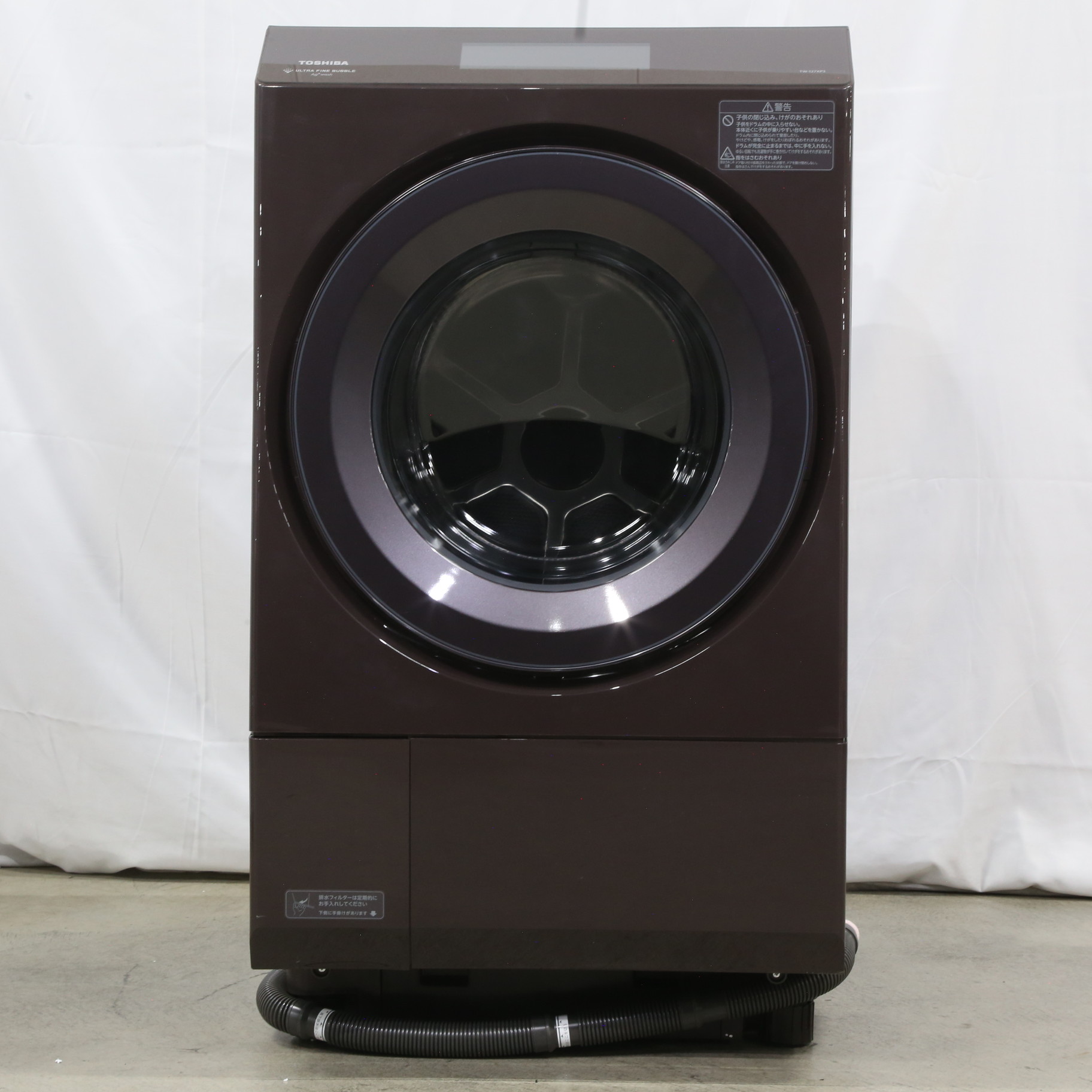 〔中古品〕 ドラム式洗濯乾燥機 ZABOON（ザブーン） ボルドーブラウン TW-127XP3L-T ［洗濯12.0kg ／乾燥7.0kg  ／ヒートポンプ乾燥 ／左開き］