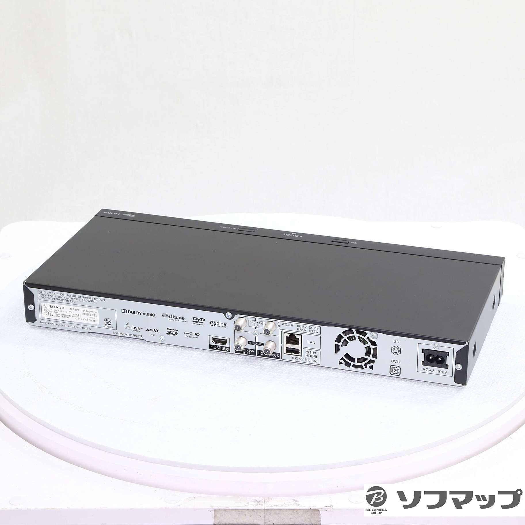 シャープ AQUOSブルーレイレコーダー 500GB 1チューナー BD