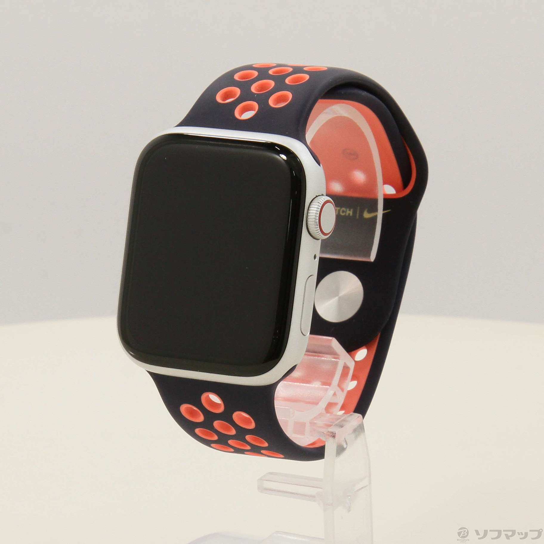 Apple Watch SE 第1世代 GPS + Cellular 44mm シルバーアルミニウムケース  ブルーブラック／ブライトマンゴーNikeスポーツバンド