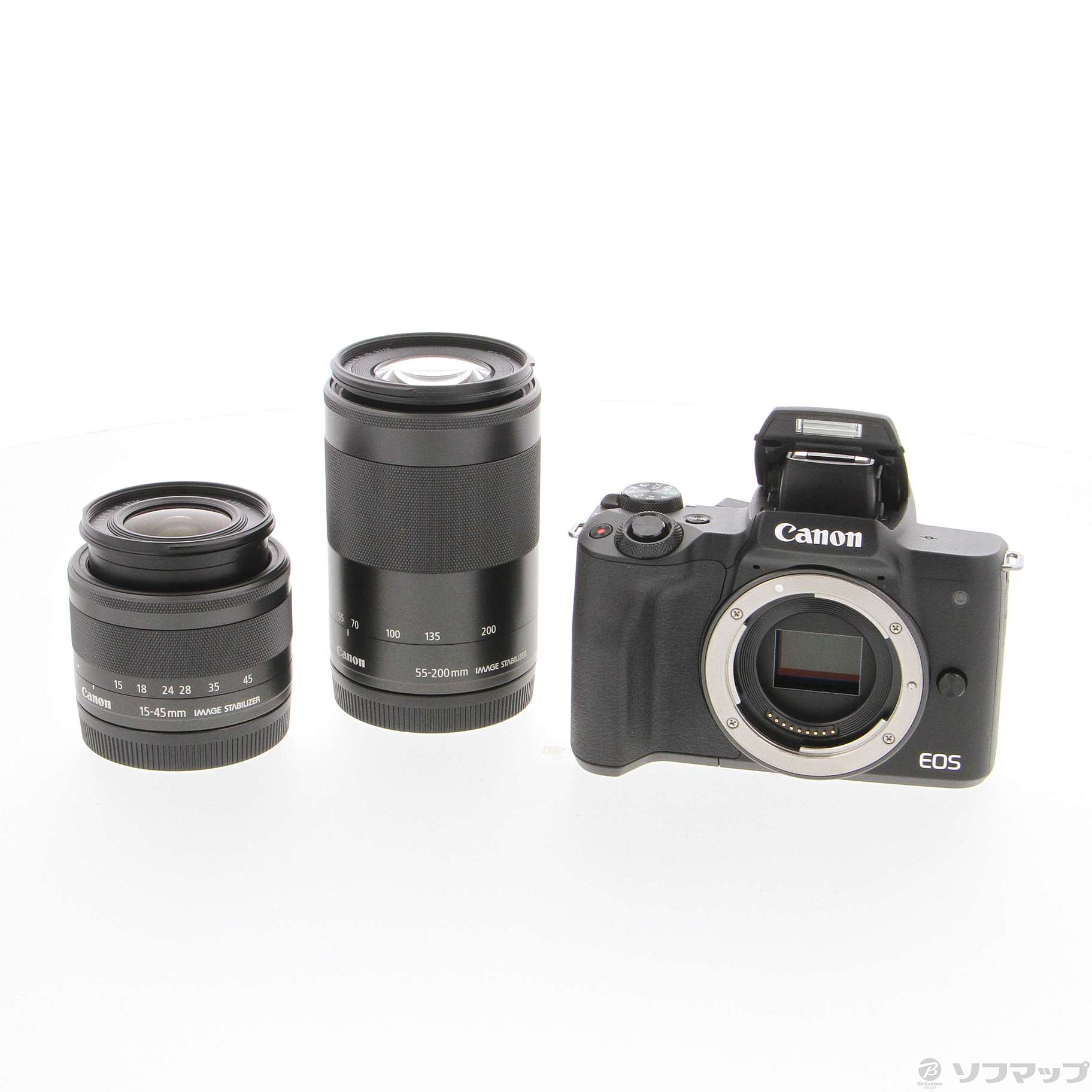中古】セール対象品 EOS Kiss M ダブルズームキット ブラック 