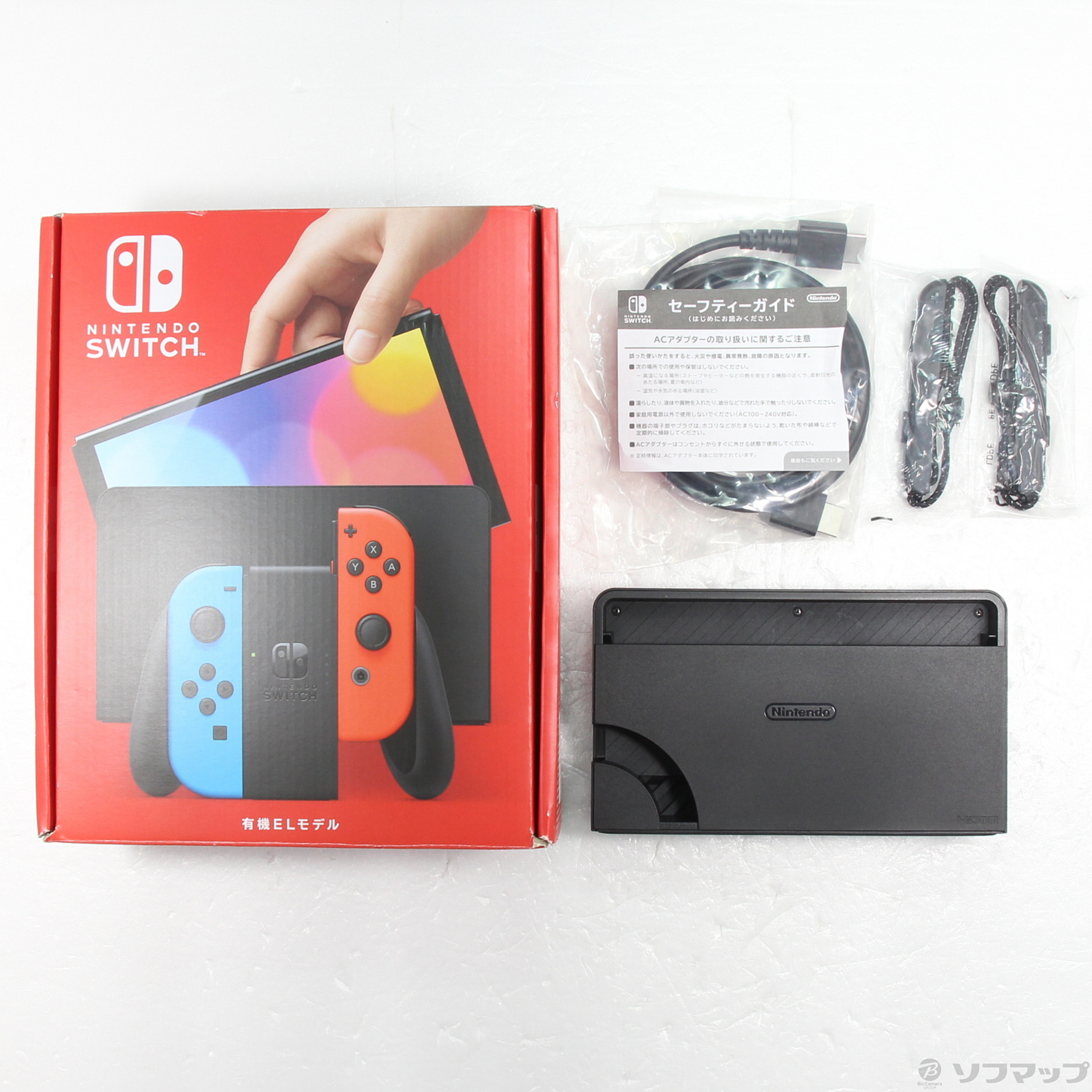 中古】Nintendo Switch 有機ELモデル Joy-Con(L) ネオンブルー／(R