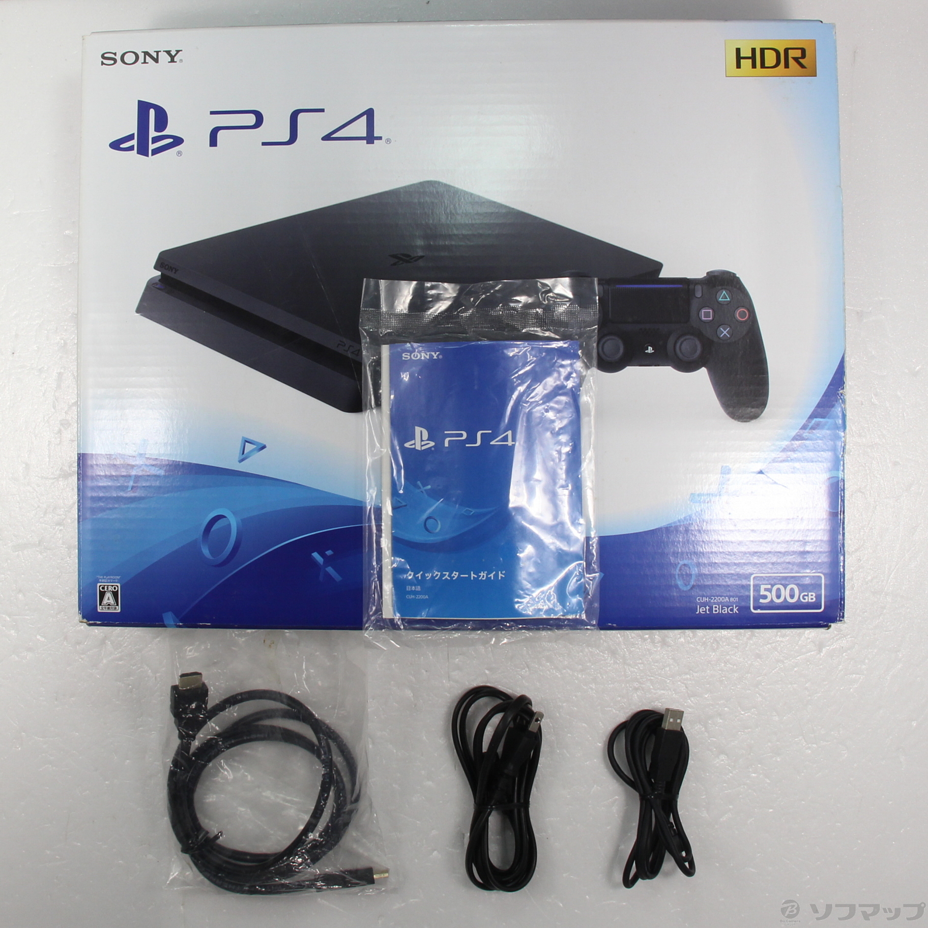 中古】PlayStation 4 ジェット・ブラック 500GB CUH-2200AB01 
