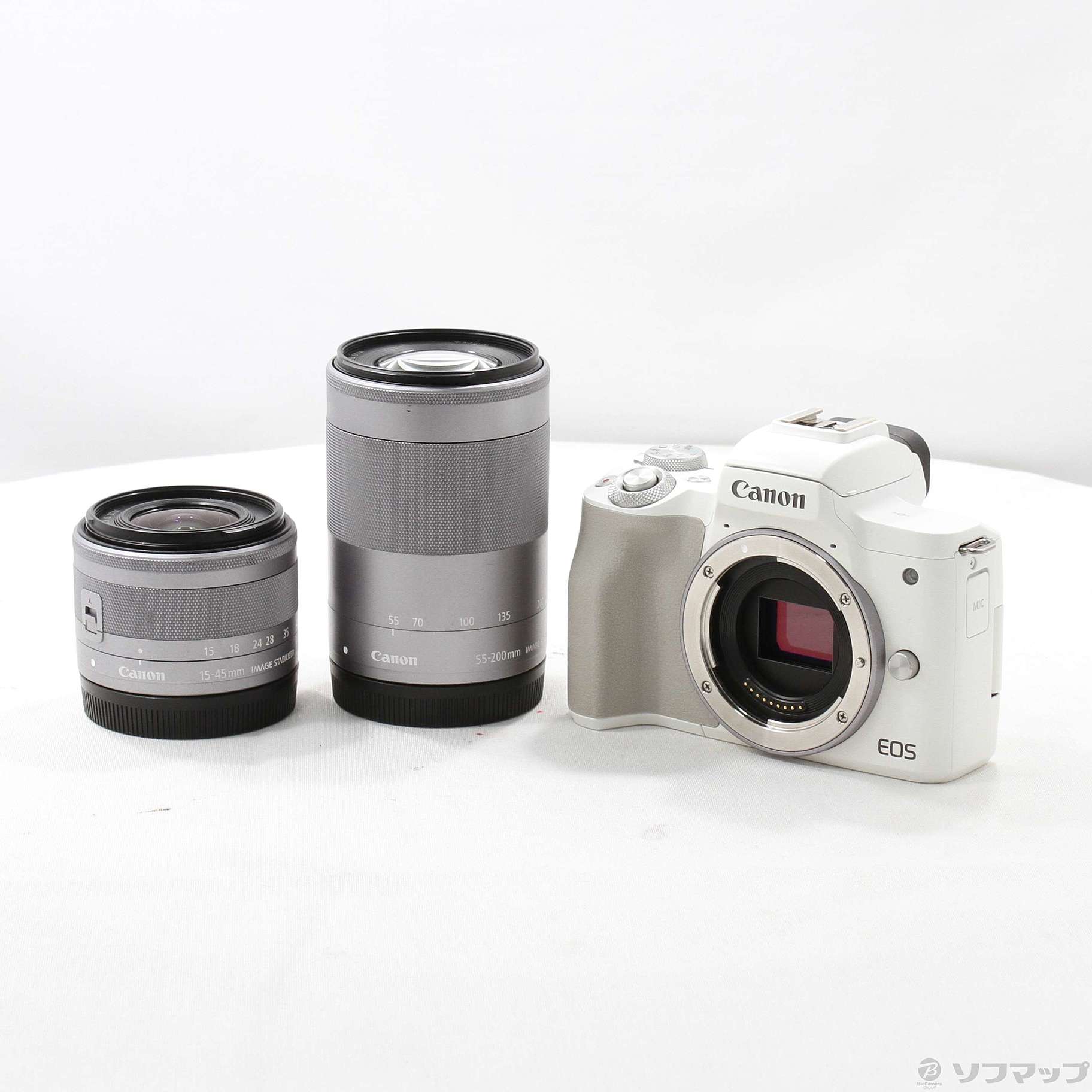 中古】期間特価対象品 EOS Kiss M2 ダブルズームキット ホワイト 