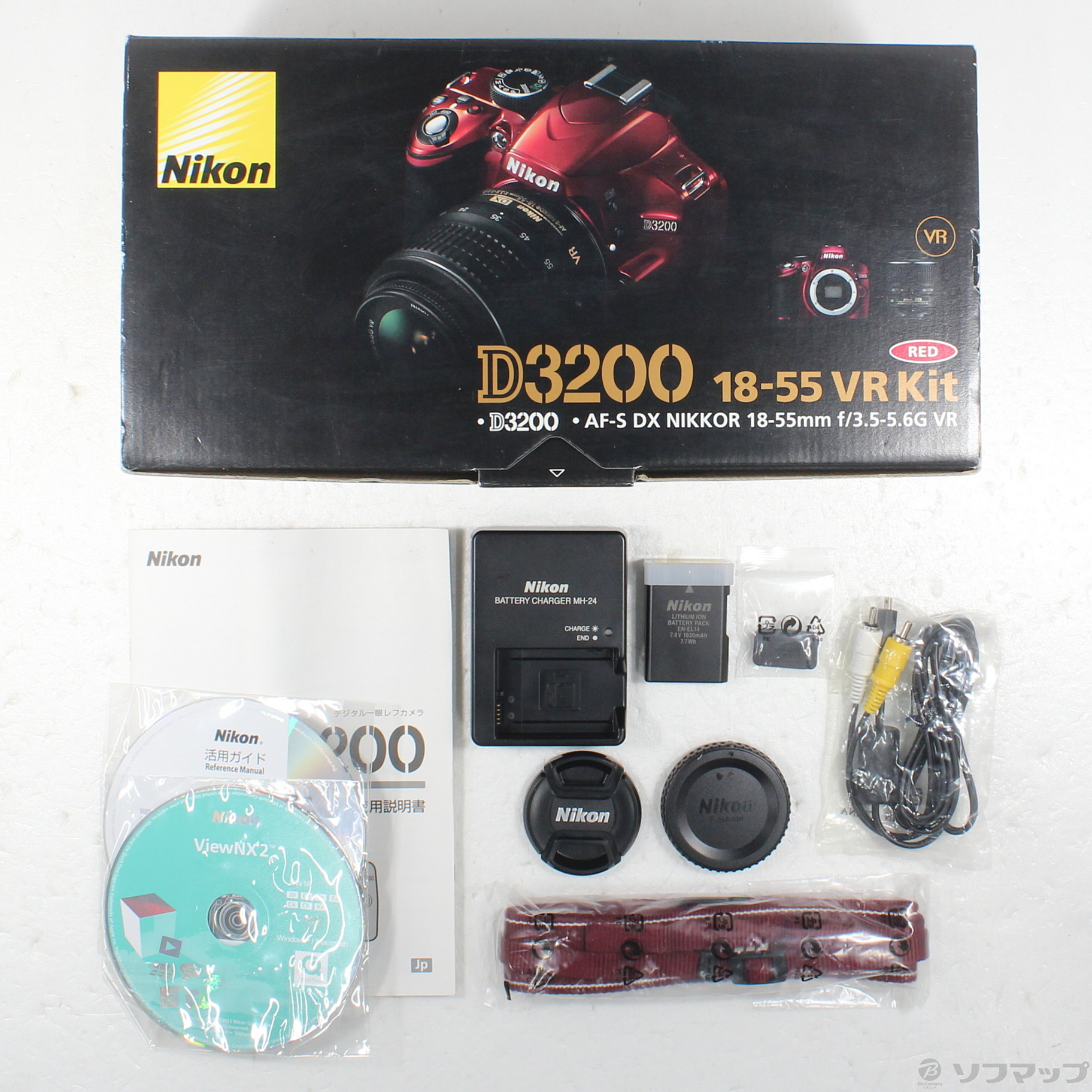 中古】NIKON D3200 18-55 VR レンズキット レッド (2416万画素／SDXC