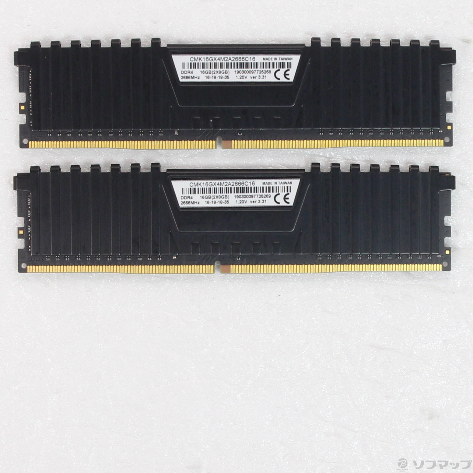 【中古】DDR4-2666 16GB(8GB×2枚) CORSAIR 中古】CMK16GX4M2A2666C16 16GB 8GB×2枚組 ［288P PC4-21300(DDR4-2666