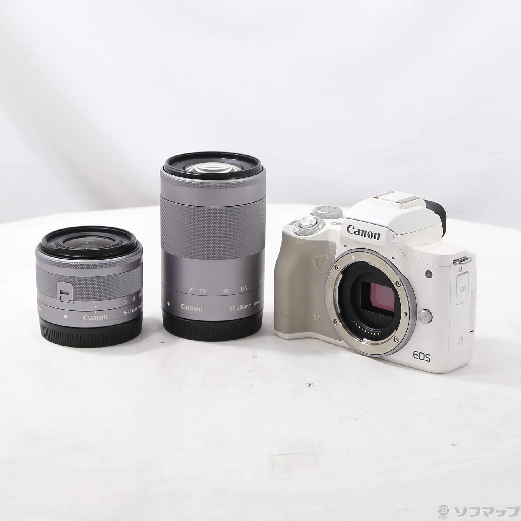 中古】EOS Kiss M ホワイト ダブルズームキット [2133073579451