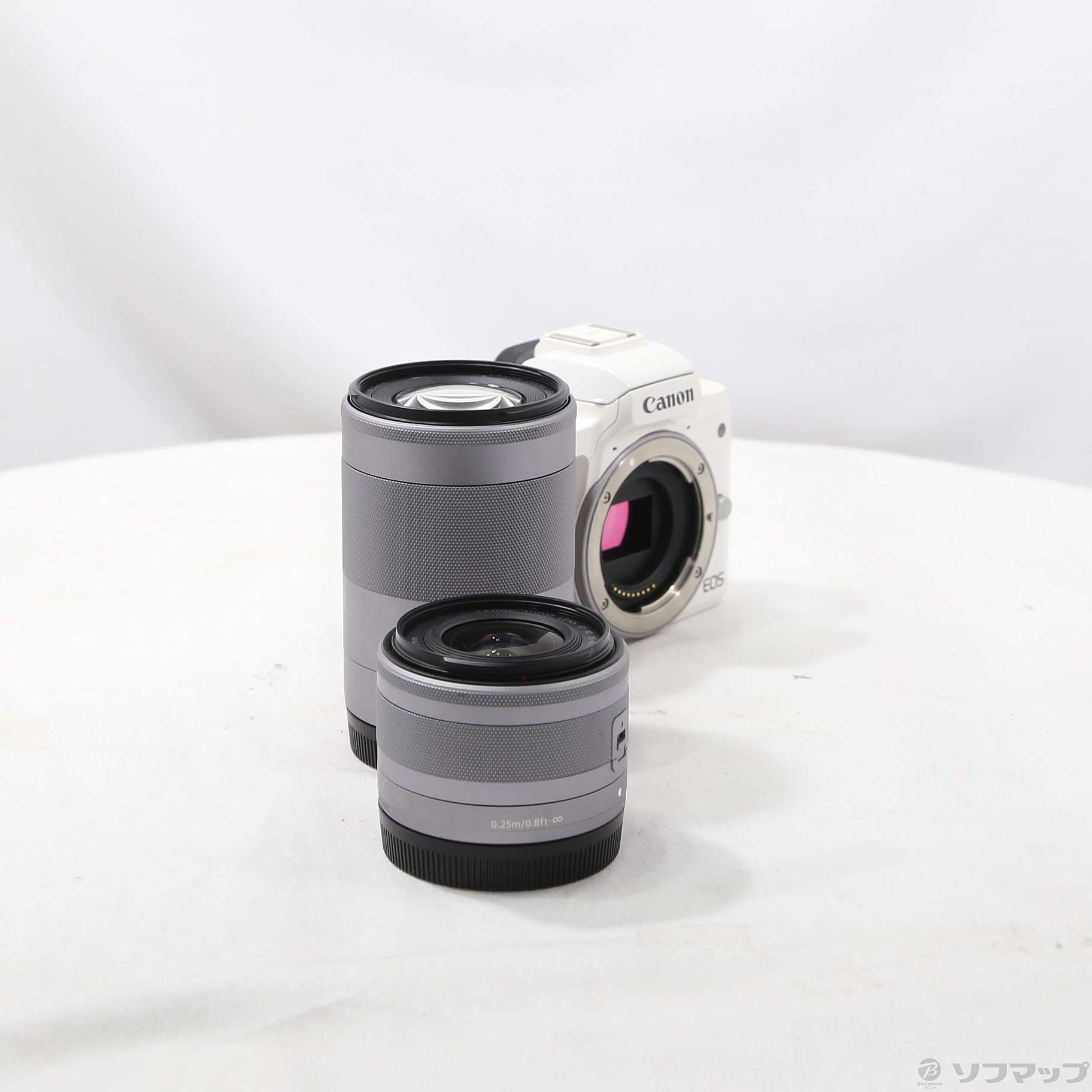 中古】EOS Kiss M ホワイト ダブルズームキット [2133073579451