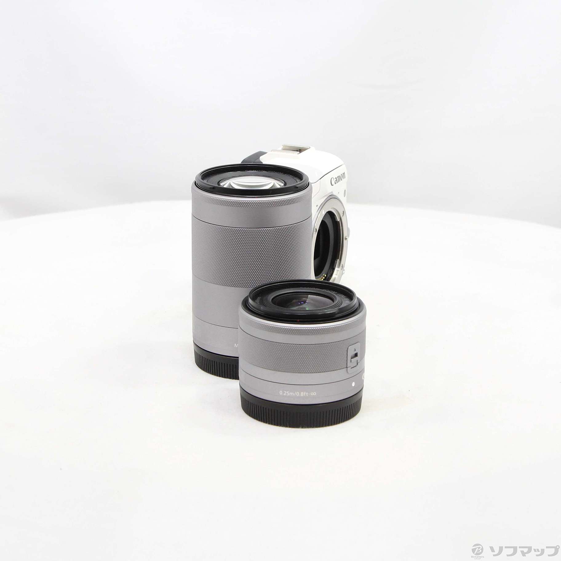 【美品】Canon EOS Kiss M ホワイト ダブルズームキット 中古】EOS Kiss M ホワイト ダブルズームキット [2133073759891