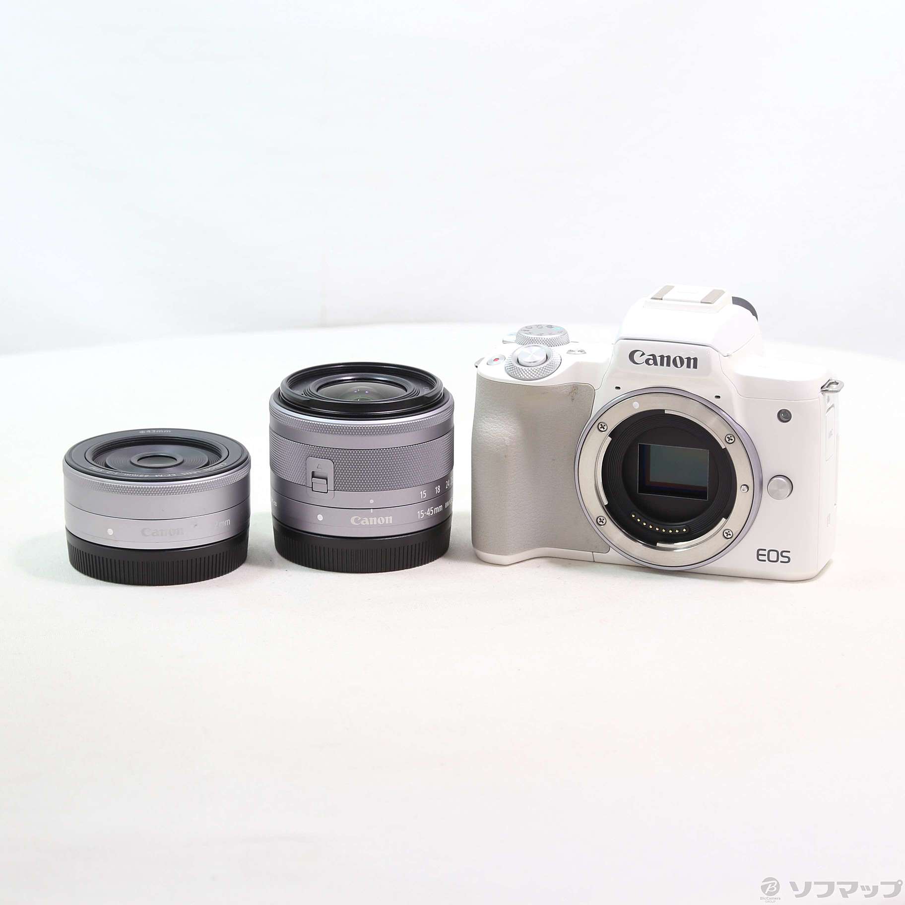 中古】EOS Kiss M ダブルレンズキット ホワイト [2133074381589