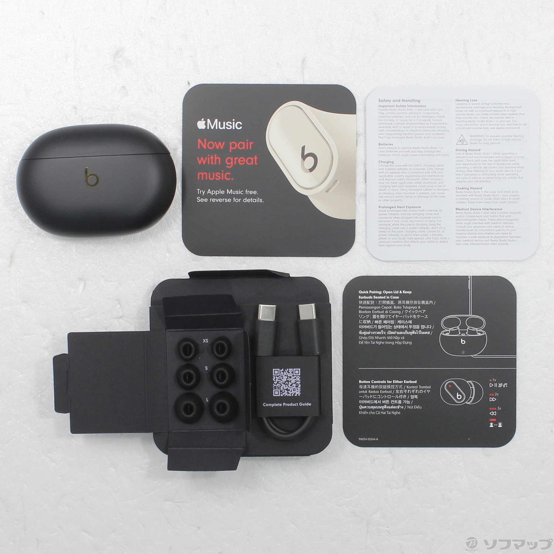 中古】〔展示品〕 Beats Studio Buds+ MQLH3PA／A ブラック／ゴールド