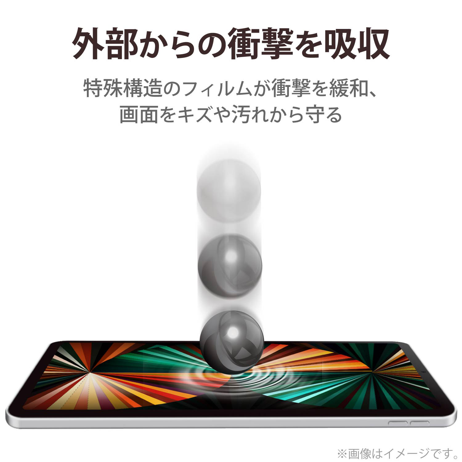 12.9インチ iPad Pro（第5/4/3世代）用 保護フィルム 衝撃吸収/光沢 TB