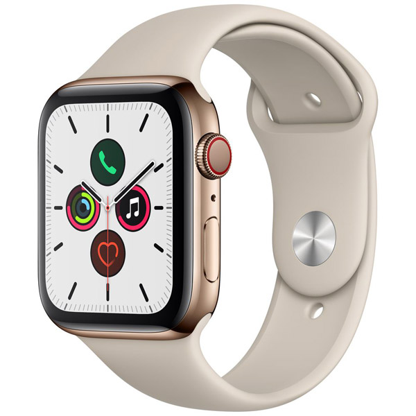 Apple Watch Series 5（GPS + Cellularモデル）- 44mm ゴールドステンレススチールケースとスポーツバンド ストーン  - S/M & M/L MWWH2J/A