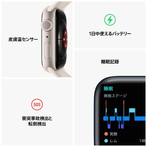 Apple Watch Series 8（GPSモデル）- 45mmミッドナイトアルミニウムケースとミッドナイトスポーツバンド レギュラー  MNP13J/A｜の通販はソフマップ[sofmap]