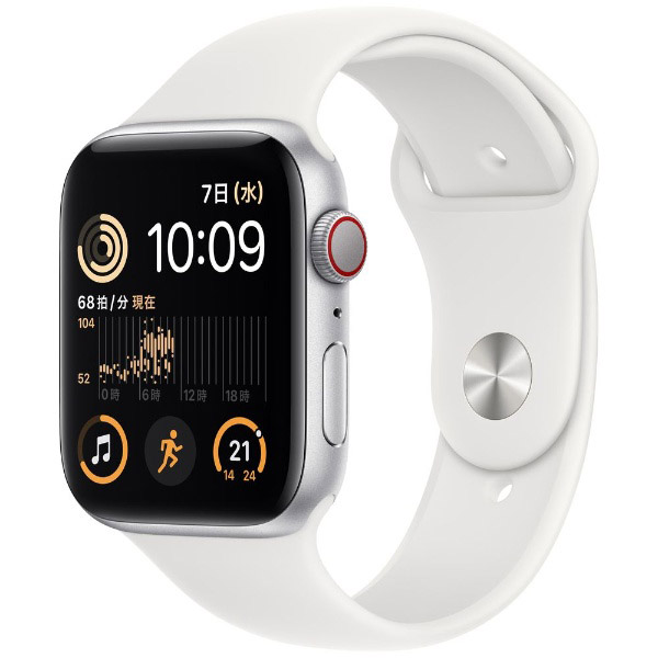 Apple Watch SE（GPS + Cellularモデル）第2世代- 44mmシルバーアルミニウムケースとホワイトスポーツバンド