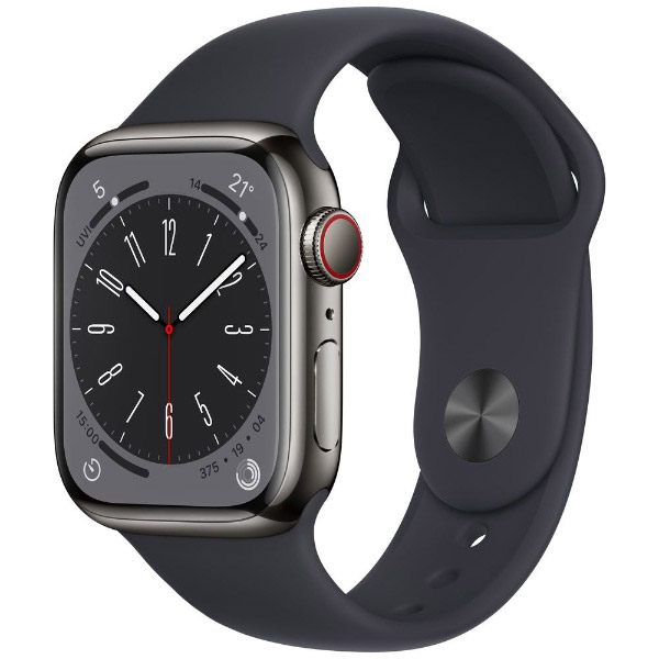 Apple Watch Series 8（GPS Cellularモデル）- 41mmグラファイトステンレススチールケースとミッドナイトスポーツバンド  レギュラー MNJJ3J/A｜の通販はソフマップ[sofmap]