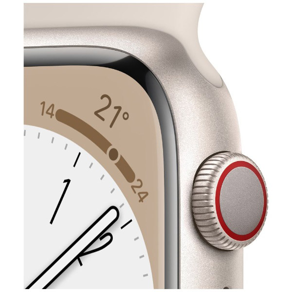 Apple Watch Series 8（GPS + Cellularモデル）- 45mmスターライトアルミニウムケースとスターライトスポーツバンド  - レギュラー MNK73J/A