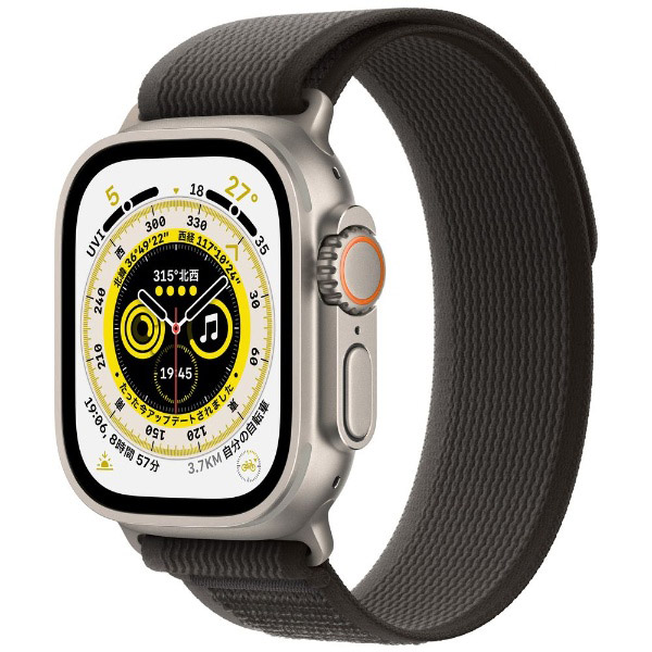 Apple Watch Ultra（GPS + Cellularモデル）- 49mmチタニウムケースとブラック/グレイトレイルループ - M/L  MQFX3J/A