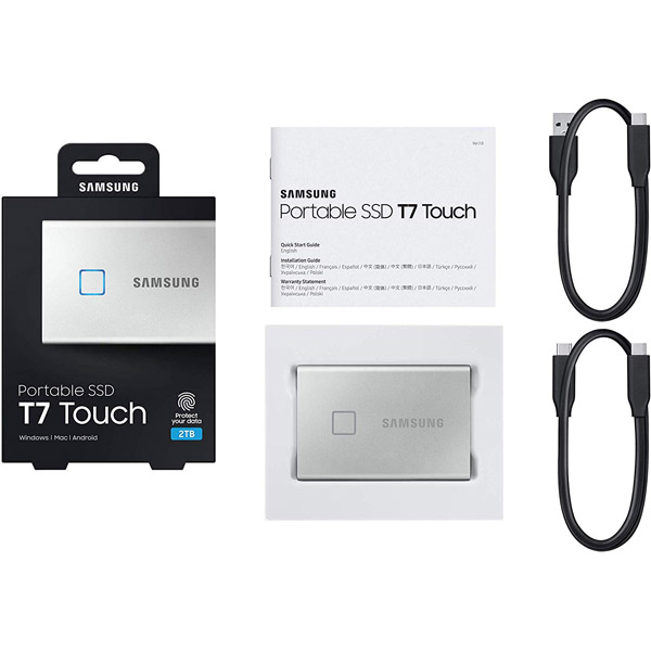 MU-PC2T0S/IT 外付けSSD USB-C＋USB-A接続 T7 Touch シルバー ［2TB