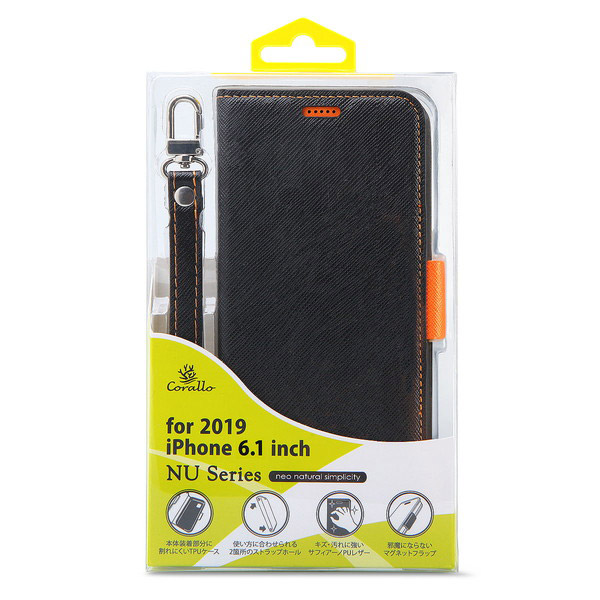 送料無料 Corallo iPhone 11 Pro M ンジ×ブラック 15 Corallo コラーロ NU 手帳型ケース for iPhone11 (Black+Orange