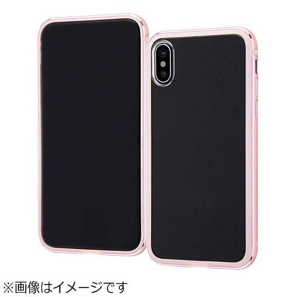 iPhone X用　アルミバンパー＋背面パネル クリア　ピンク　RT-P16AB/PM 【864】