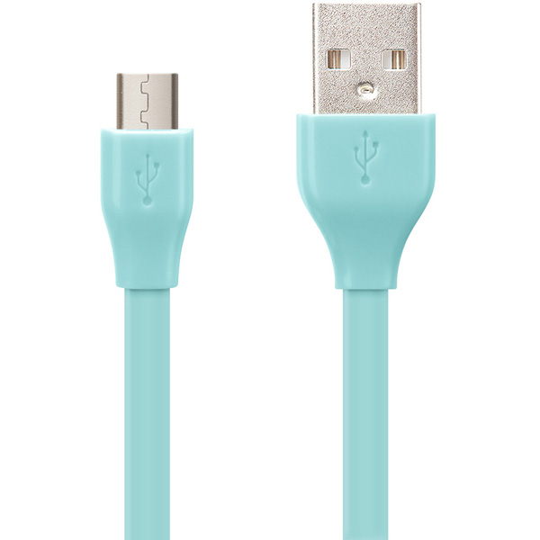 ＰＧＡ micro USB コネクタ USB フラットケーブル 15cm ブルー PG-MUC01M08 取り寄せ商品[メール便対象商品]