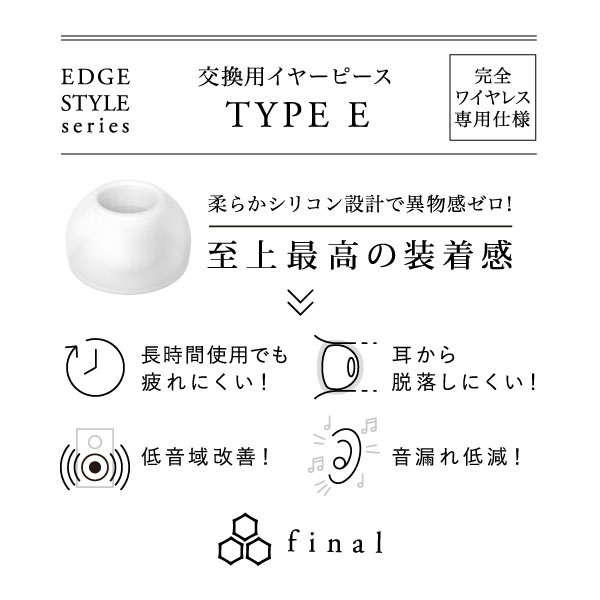 イヤーピース 完全ワイヤレス仕様 ALLサイズ 各1ペア TYPE E クリア FIWEPECLA｜の通販はソフマップ[sofmap]