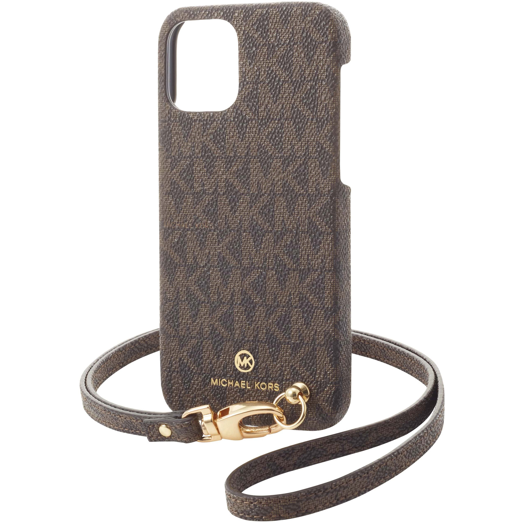 MICHAEL KORS iPhone12mini スリム ケース マイケルコース Slim Wrap Case Stripe with Hand Strap Magsafe スマホケース 正規代理店