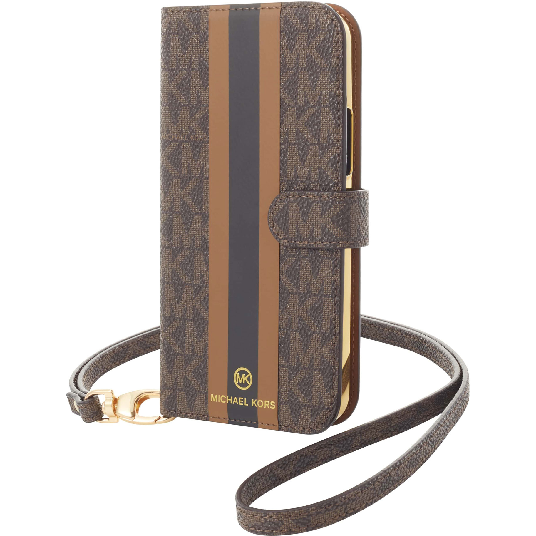 MICHAEL KORS - Folio Case Stripe with Neck Strap - Magsafe for iPhone 12/12  Pro [ Brown ] MKPNBRWFLIP2061 ブラウン｜の通販はソフマップ[sofmap]