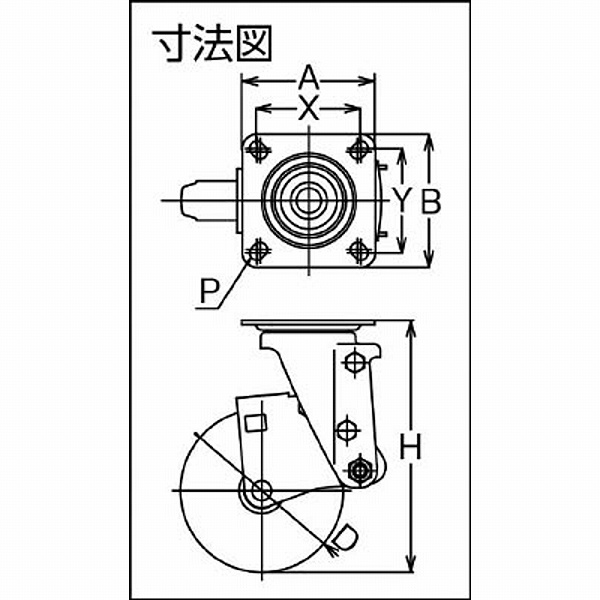 SHSKY-S125NRB-30 ユーエイ クッションキャスター 125径 自在車 ゴム