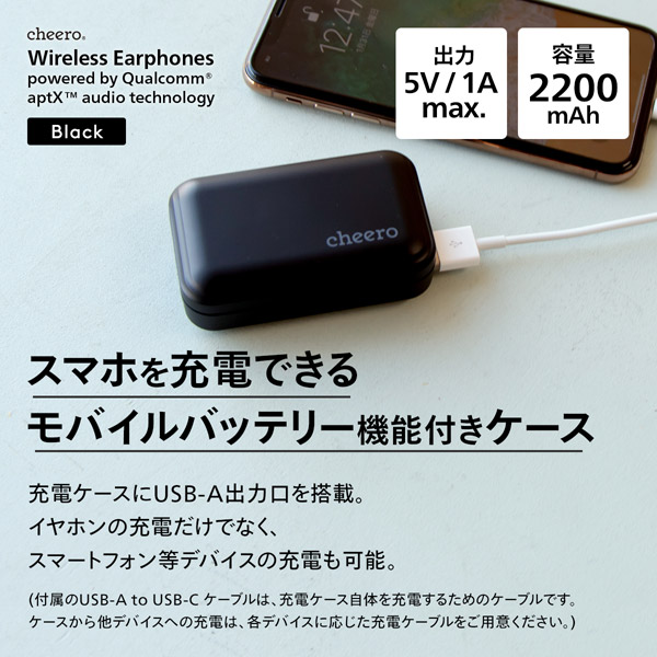 【在庫限り】 フルワイヤレスイヤホン ブラック CHE-625-BK ［マイク対応 /ワイヤレス(左右分離) /Bluetooth］