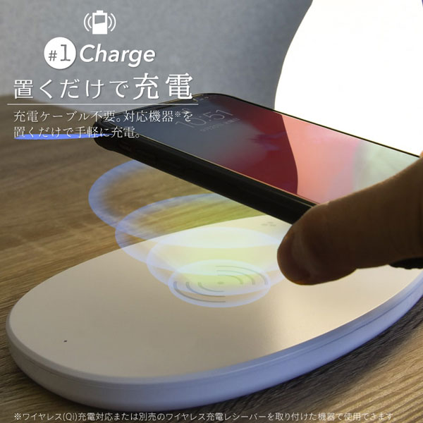 ワイヤレス充電機能付きLEDインテリアライト ふんわり鳥型 wasser