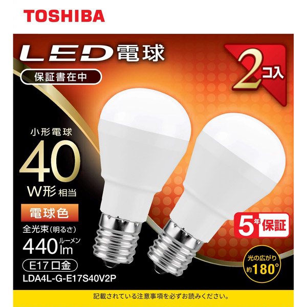 LED電球 口金E17 ミニクリプトン形 調光非対応 全光束440lm 電球色 配