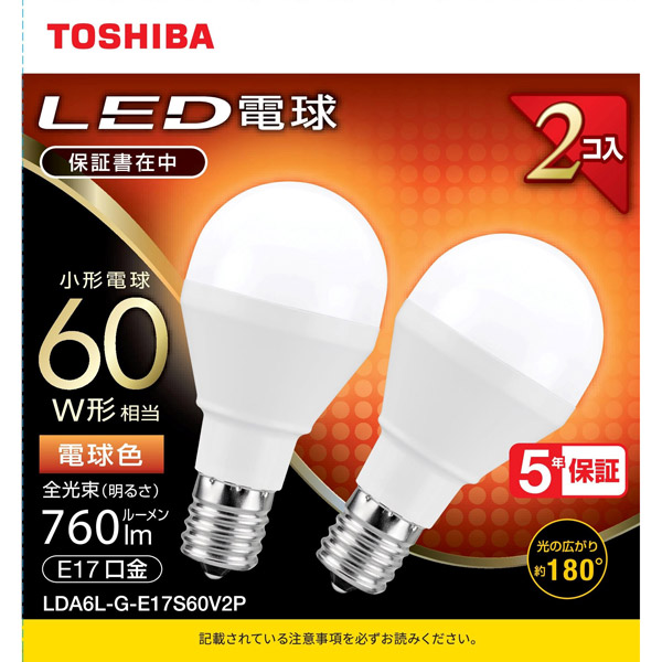 LED電球 口金E17 ミニクリプトン形 調光非対応 全光束760lm 電球色 配