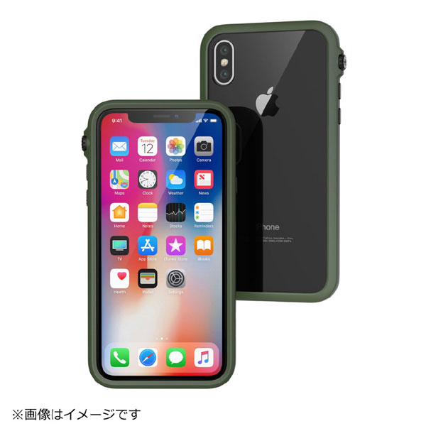 Apple iPhone X本体　カバー付き iPhone X 衝撃吸収ケース アーミーグリーンブラック CT-IPIP178-AGBK