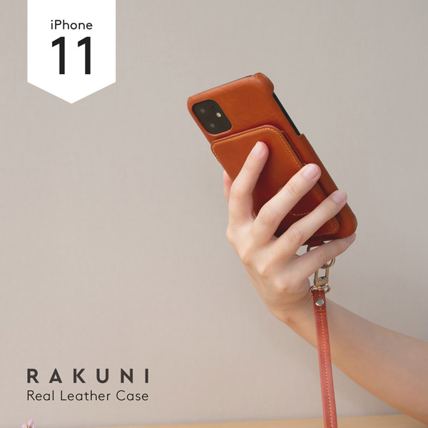 RAKUNI Leather Case for iPhone 11 rak-19ipm-car キャラメルブラウン