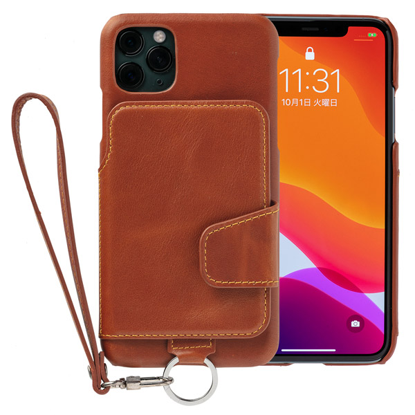 RAKUNI Leather Case for iPhone 11 Pro Max rak-19ipl-car キャラメル