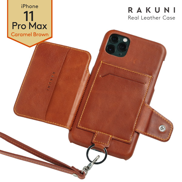 RAKUNI Leather Case for iPhone 11 Pro Max rak-19ipl-car キャラメル