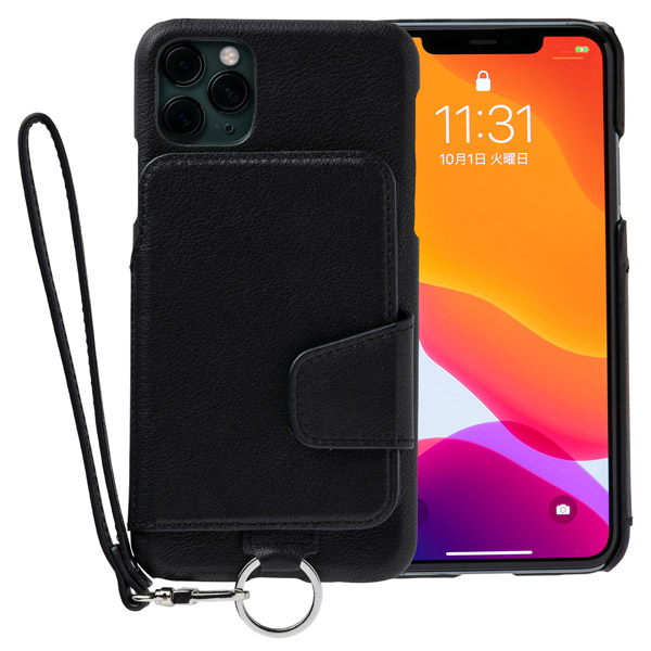 RAKUNI Leather Case for iPhone 11 Pro Max rak-19ipl-blk ピュアブラック