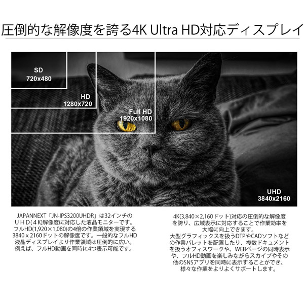 液晶ディスプレイ ブラック JN-IPS3200UHDR ［32型 /4K(3840×2160