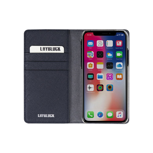 iPhone XS Max 6.5インチ用 Saffiano Flip Case クラシックネイビー LB13521I65