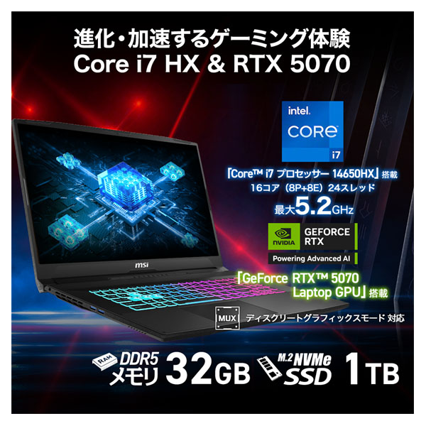 ゲーミングノートパソコン Katana 17 HX B14W ブラック