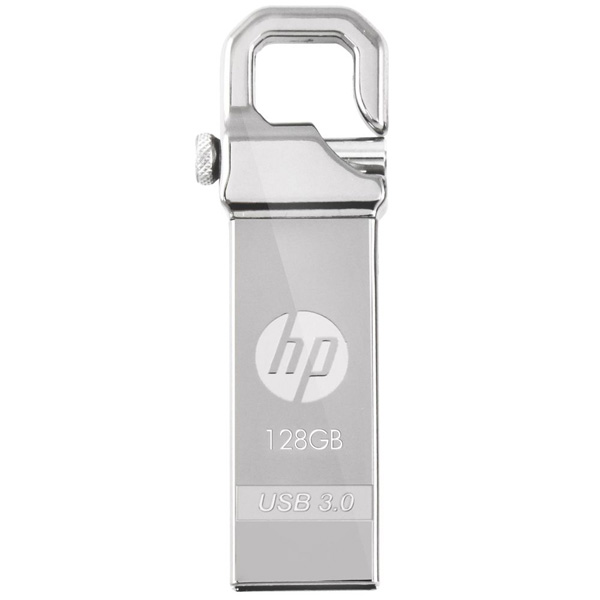 HP USBメモリ 128GB USB 3.0 シルバーフックデザイン 金属製 耐衝撃 防滴 防塵 のフラッシュドライブ x750w  HPFD750W-128