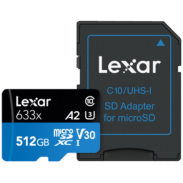 Lexar High-Performance 633x 【512GB】microSDXCカード [Class 10, A2 ...